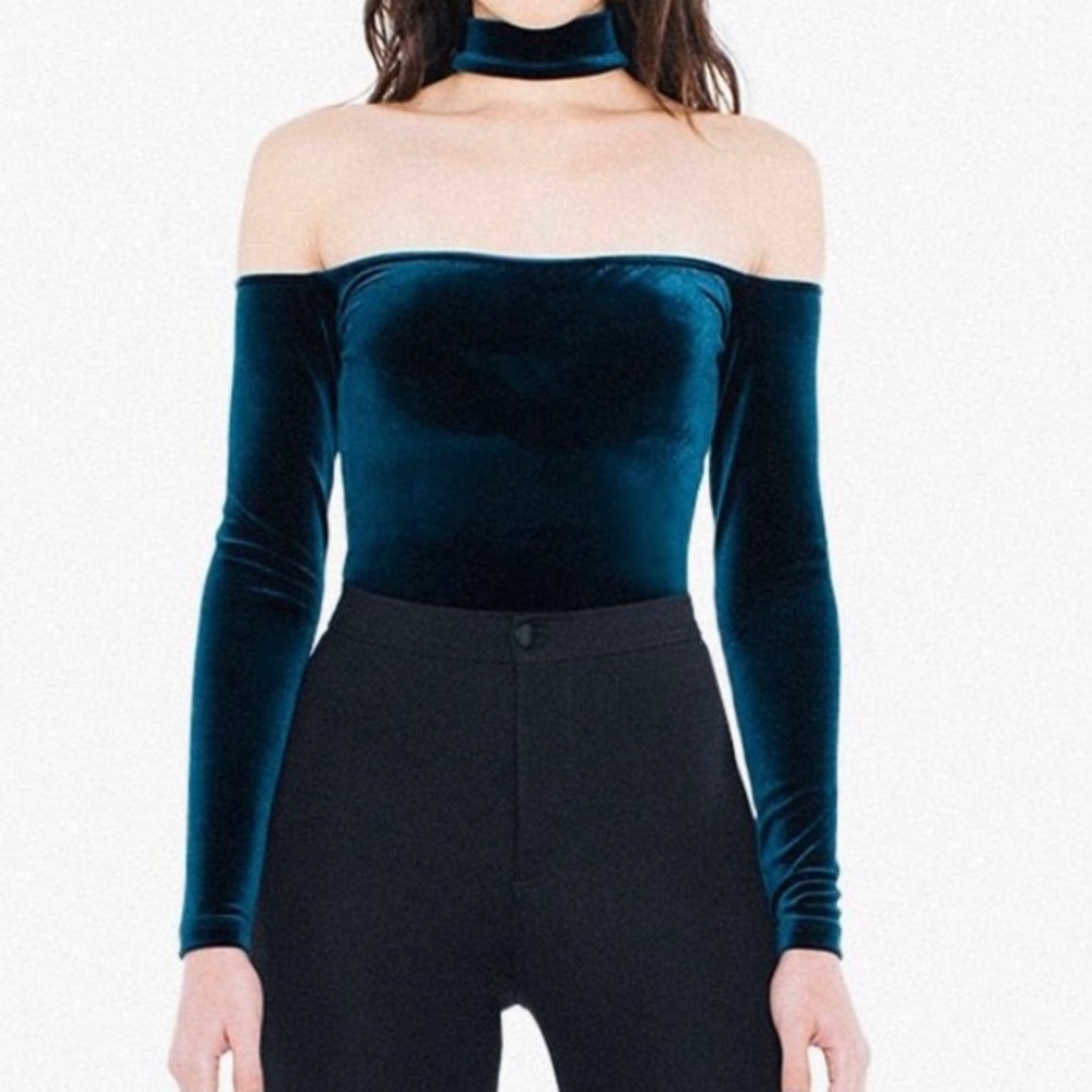 American Apparel - Mid Length Velvet Choker Top